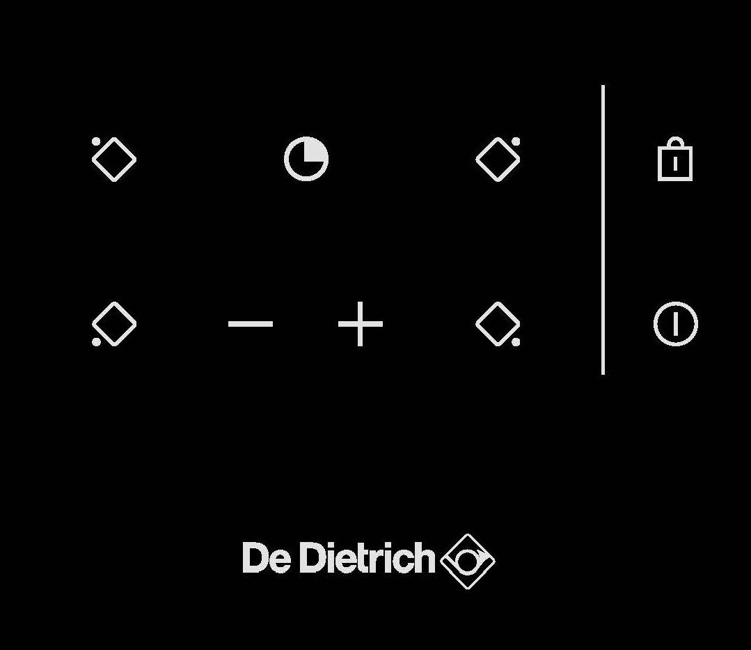 Přehledné ovládání LED displejem sklokeramické varné desky De Dietrich DPV4601B